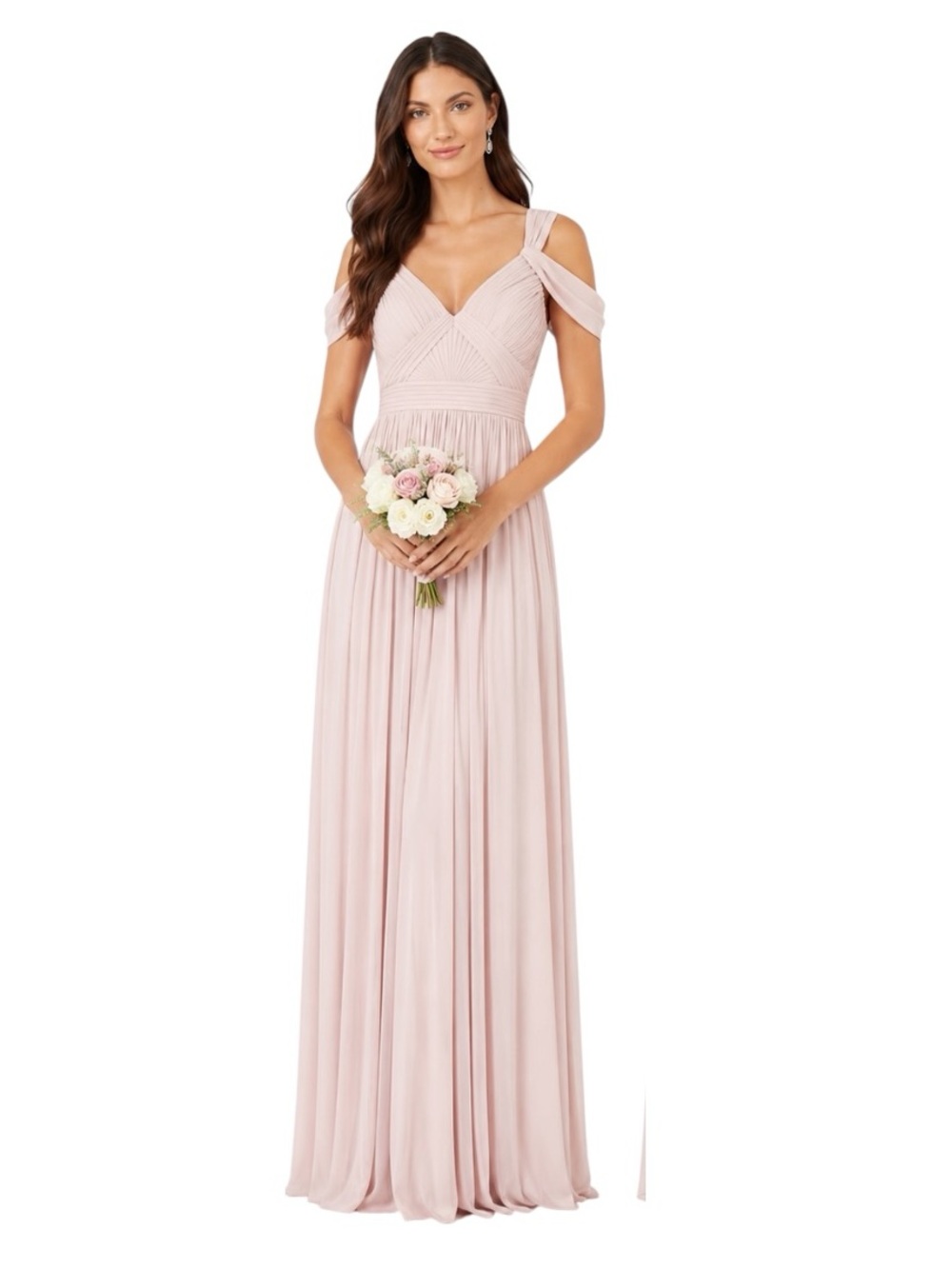 Azazie Calla Bridesmaid Formal Dress in Pale Pink Size 2